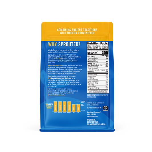Organic Tru Roots Sprouted Quinoa Ingredients And Nutrition Facts 11 Ounce