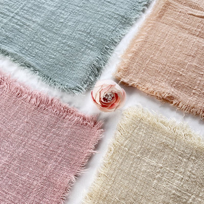 100 Percent Cotton Napkins With Fringe Edges In Four Pastel Colors
