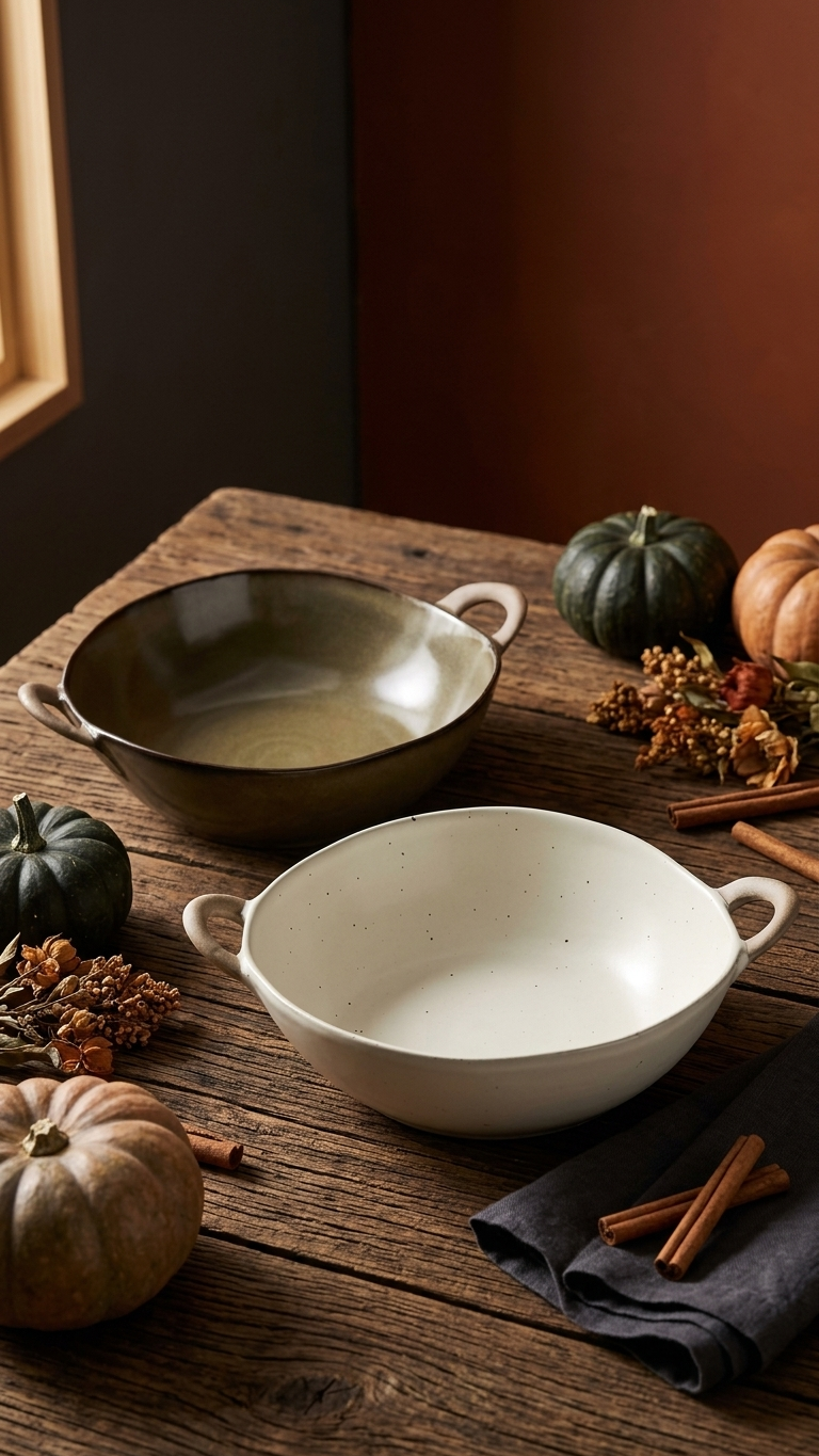 Autumn Tablescape With Earthy Farmhouse Villa Bowls