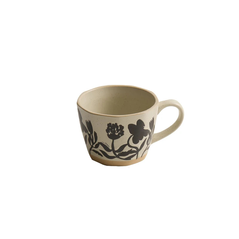 Black Garden Impressions Ceramic Mug With Exposed Base