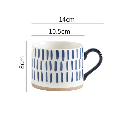 Blue Seeds Grounded Art Ceramic Mug With Exposed Base Cup Size Measurements