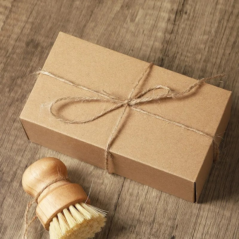 Boxed Gift Set Of Natural Fiber Round Scrub Brushes With Wood Handles Healthy Lifestyle And Housewarming Gift Idea