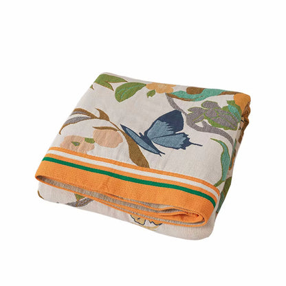 Butterfly Grove Reversible Cotton Quilt Coverlet Lightweight Bedding