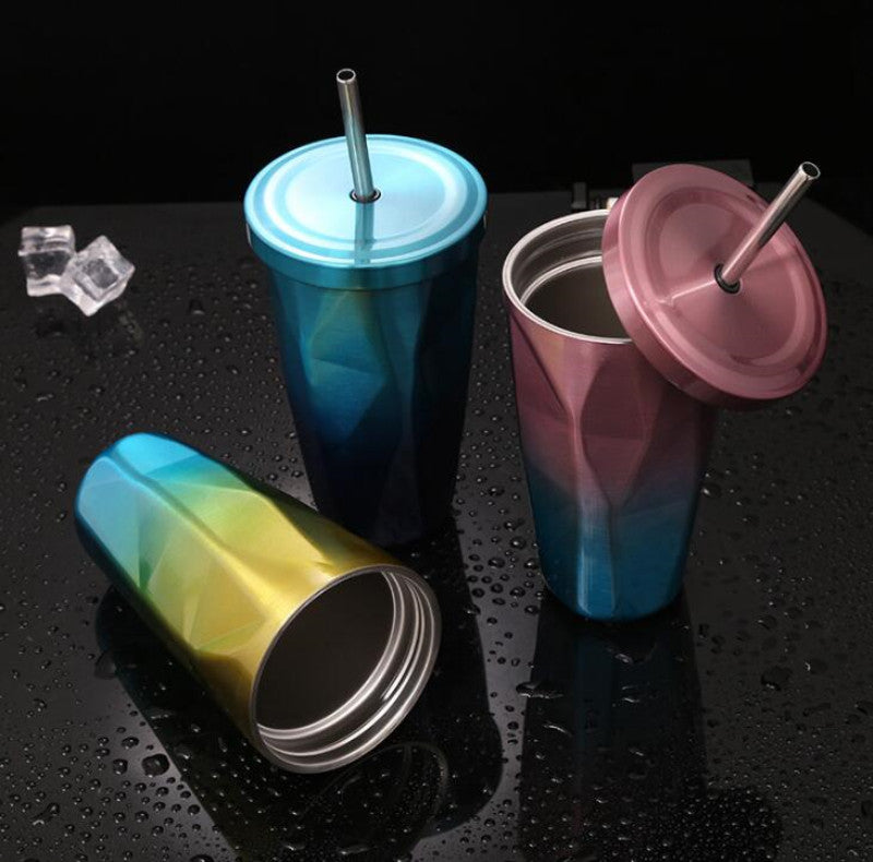Cool Tumbler Cups Stainless Steel Tumblers With Reusable Straws Summer Drinkware