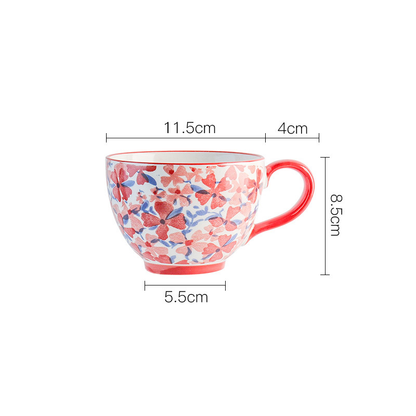 Dawn Retro Style Ceramic Cereal Mug Flowers Floral Pattern Size Measurements