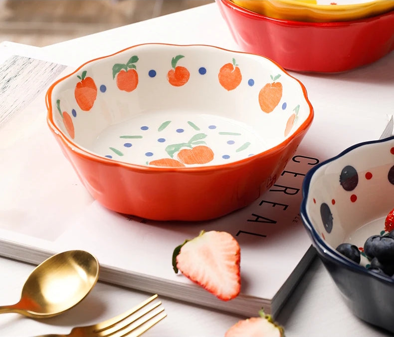 Fruit Bowls Colorful Ceramic Dishes With Fruity Patterns