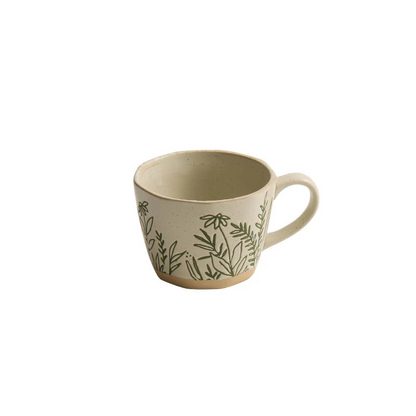 Green Garden Impressions Ceramic Mug With Exposed Base