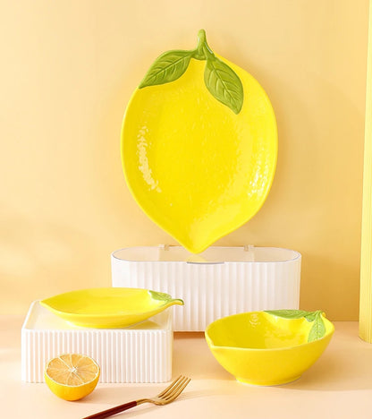 Lemony Fresh Bright Yellow Lemon Ceramic Dishes Fun Decor
