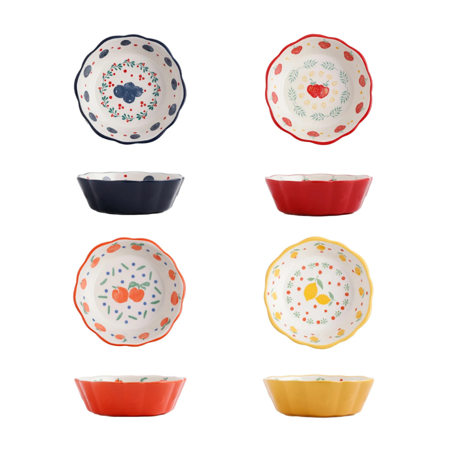 Cottage Vintage Style Fruity Ceramic Bowls
