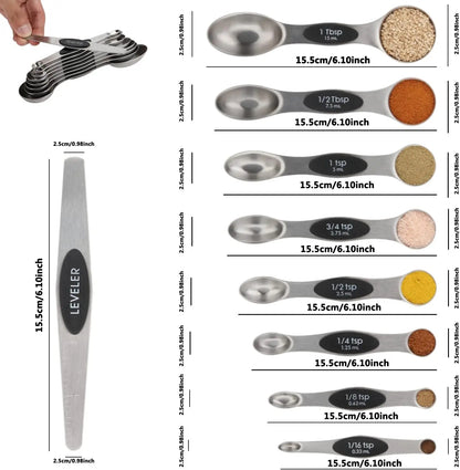 Everyday Stainless Steel Double Headed Measuring Spoon Set Sizes Stackable Magnetic Baking And Cooking Tool Measurments