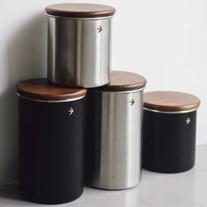 Modern Kitchen Decor Stainless Steel Swift Bird Countertop Canisters Food Storage Jars With Lids