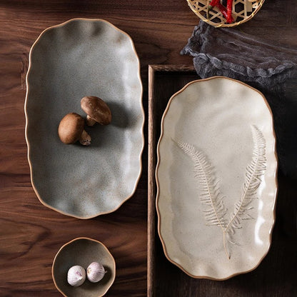 Conifer And Creamery Color Serving Platter Trays Ceramic Plates With Wavy Edges Ranch Style Modern Prairie Farmhouse Tableware