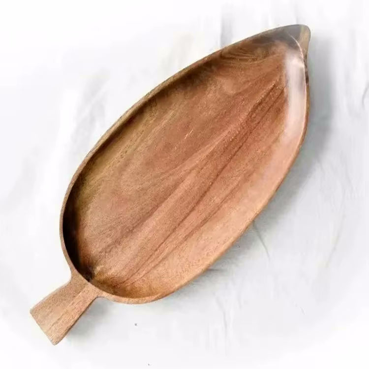 Real Wooden Leaf Tray With Beautiful Wood Grains