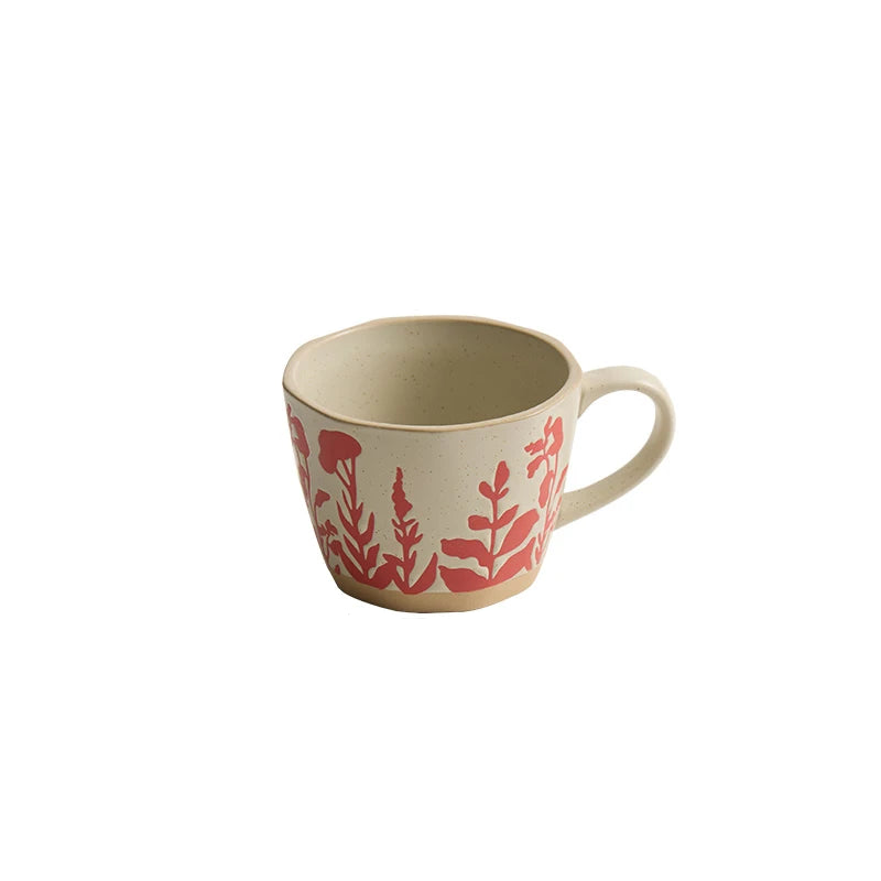 Red Garden Impressions Ceramic Mug With Exposed Base