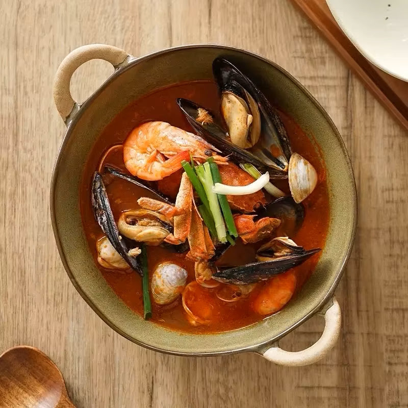 Seafood Recipe In Earthy Green Color Farmhouse Villa Bowl
