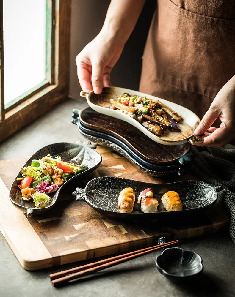 Serving Food In Eggplant Shaped Ceramic Dishware
