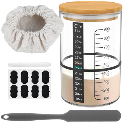 Set C Complete Sourdough Starter Kit With Glass Canister & Tools
