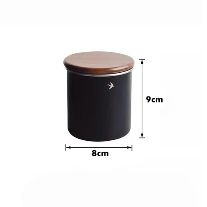 Short Black Swift Stainless Steel & Wood Sealable Food Storage Canister Short Size Jar