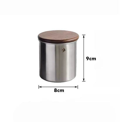 Short Silver Swift Stainless Steel & Wood Sealable Food Storage Canister Short Size Jar
