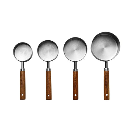 Luxury Chef Wood And Stainless Steel Measuring Cups