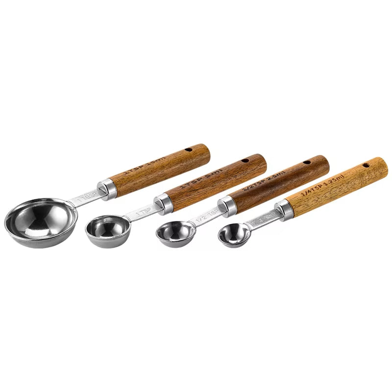Luxury Chef Wood & Stainless Steel Measuring Spoons