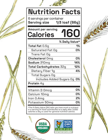 The Essential Baking Company Organic French Demi Bread Nutrition Facts Non-GMO