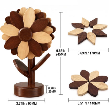 The Trivet Flower Size Wooden Coaster Flowers Hot Pad Set Measurements