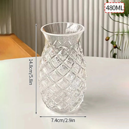 Tropical Pineapple Shaped Drinking Glass Size Measurements