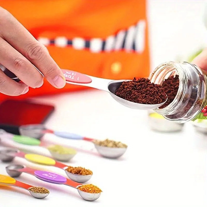 Using Colorful Tablespoon Stackable Spoons Kitchen Measuring Set