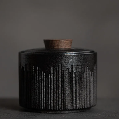 Midnight Black Ceramic Jar Tahoe Style Tea Caddy Food Container