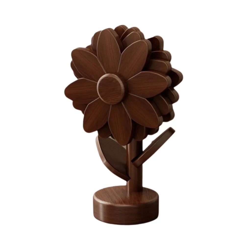 Brownie Wood Hot Pad Trivet Flower Brown