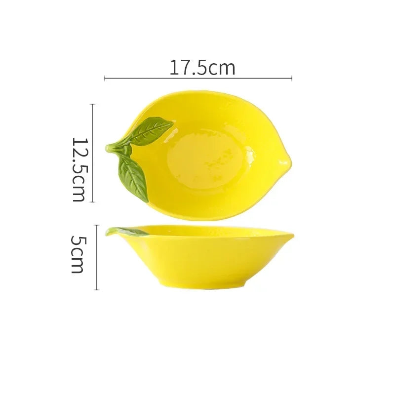 Yellow Lemon Bowl Bright Lemon Shaped Ceramic Decorative Serveware