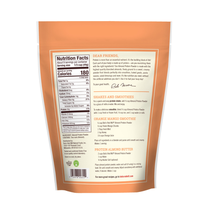 Bob's Red Mill Gluten Free Almond Protein Powder Single Ingredient Nutrition Facts And Recipes