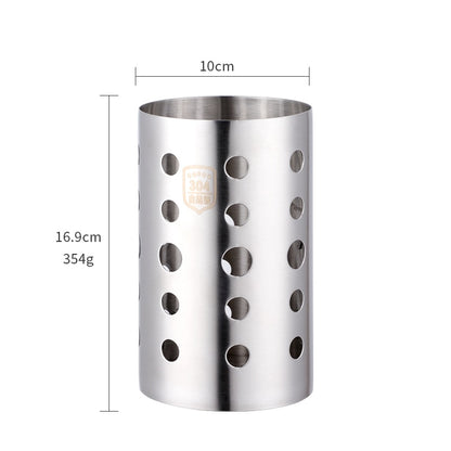 Size Measurements Of Silver Food Grade Stainless Steel Metal Crock For Holding Kitchen Utensils And Cooking Tools