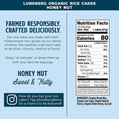 Lundberg Organic Rice Cakes Honey Nut Ingredients