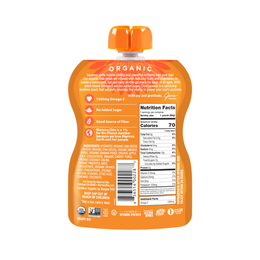 Organic Mamma Chia 3.5 Ounce Squeeze Pouch Mango Coconut Ingredients And Nutrition Facts