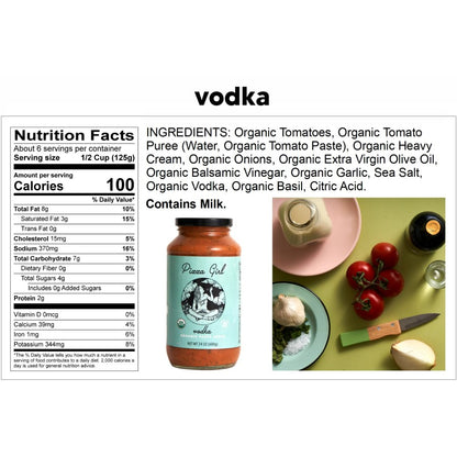 Pizza Girl Organic Vodka Sauce Ingredients Pasta Sauce Nutrition Facts