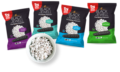 Black Jewell Organic Pre-Popped Popcorn Perfect for Snacking in Four Flavors