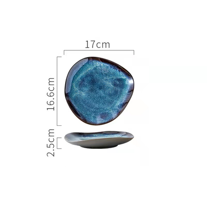 Stellar Ocean Irregular Shaped Ceramic Dish Style A Size Measurements